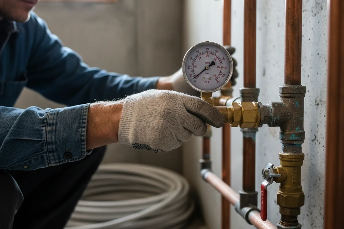 Pressure testing a repaired line during Water Line Repair in Perryopolis